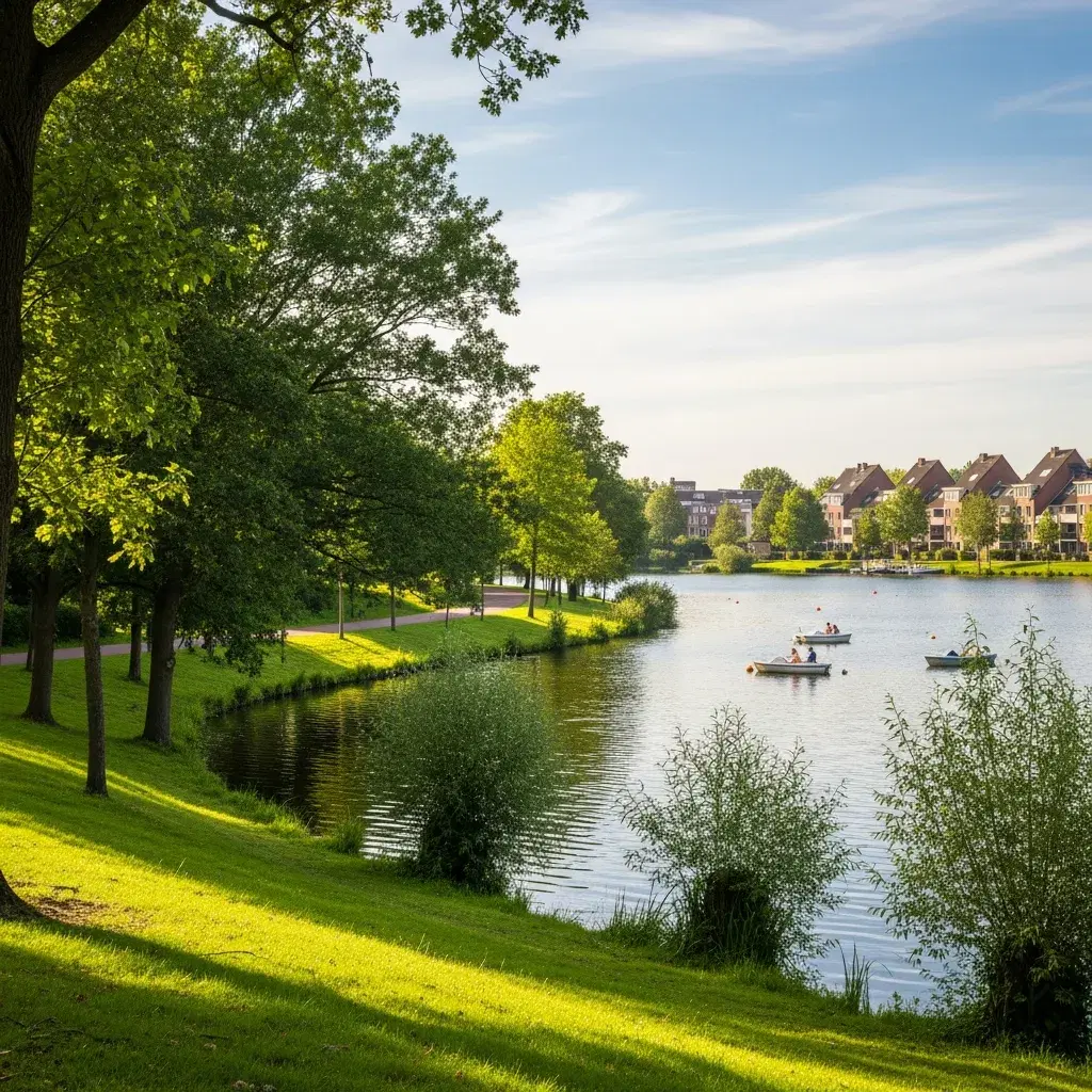 Groen en waterrijk landschap rond de Gaasperplas met rustige woonomgeving in Amsterdam Zuidoost