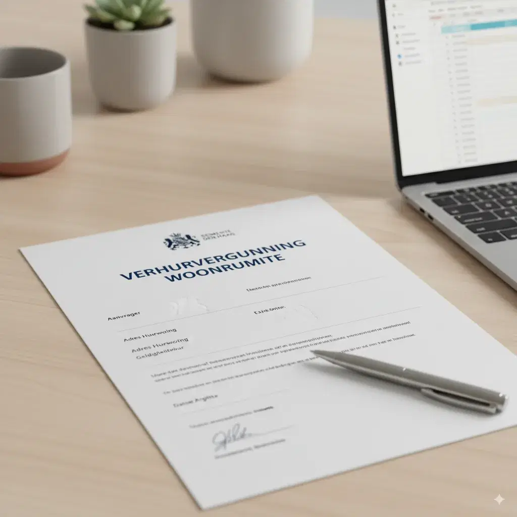 Voorbeeld van een huisvestingsvergunning document in Den Haag, noodzakelijk bij appartement huren in Den Haag