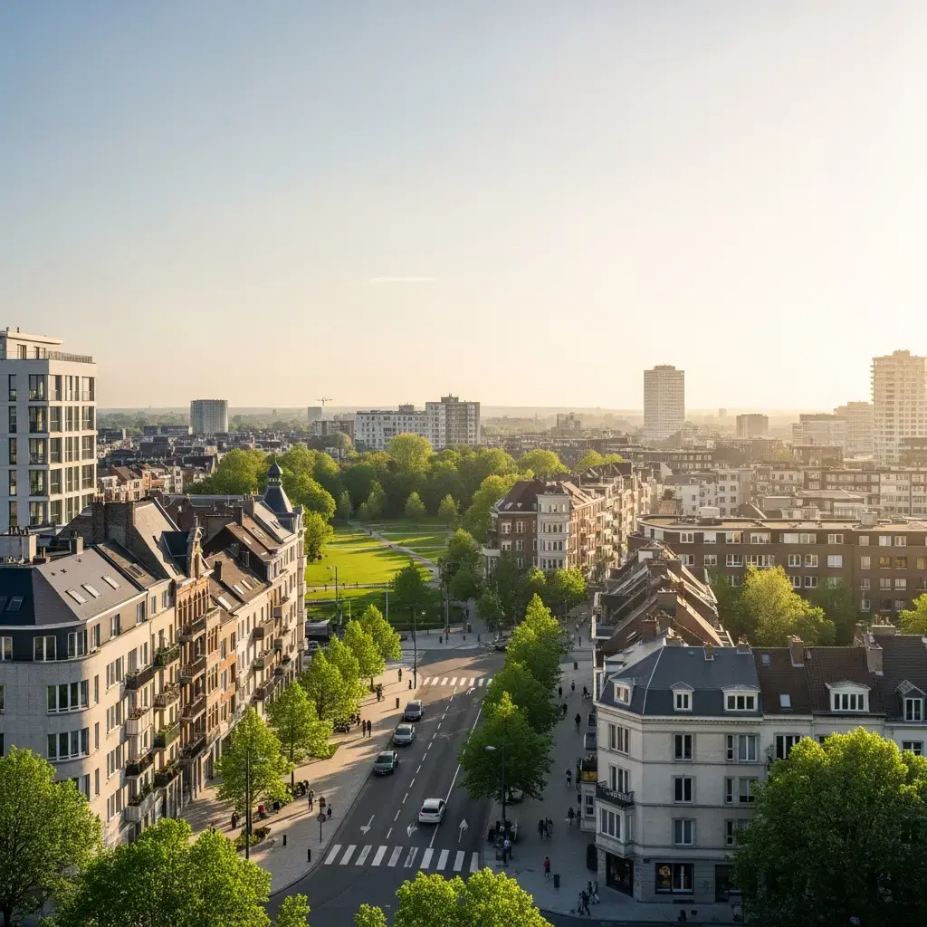 Appartement te huur in Merksem met moderne woongebouwen en groene omgeving nabij Antwerpen