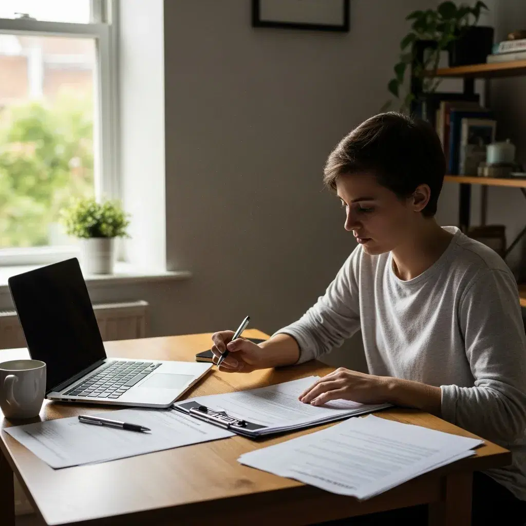 Huurder in Rotterdam die huurdocumenten bekijkt, passend bij regels rond goedkoop appartement huren en huisvestingsvergunning