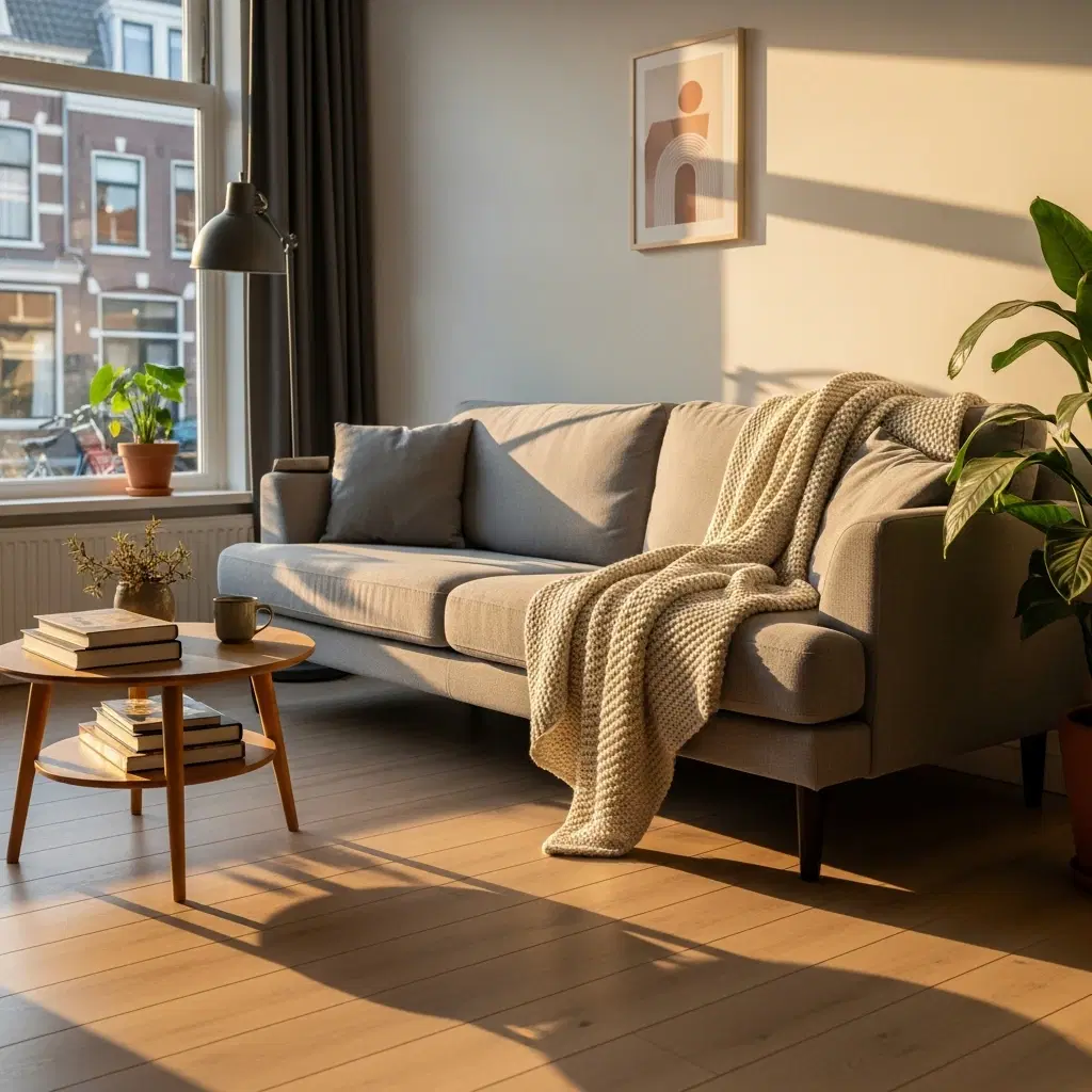 Lichte woonkamer van een huurappartement passend bij huis te huur tot 700 euro