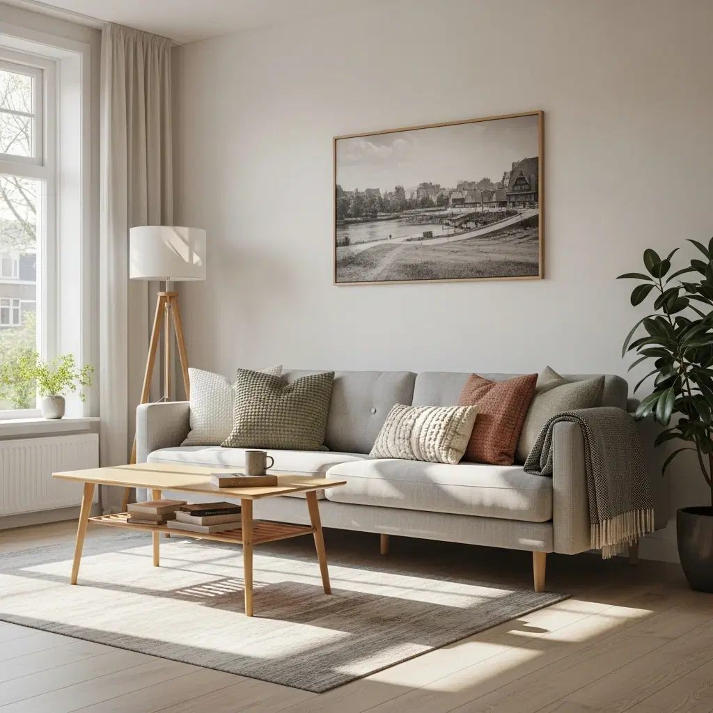 Lichte woonkamer van een huurappartement passend bij huurwoningen particulier