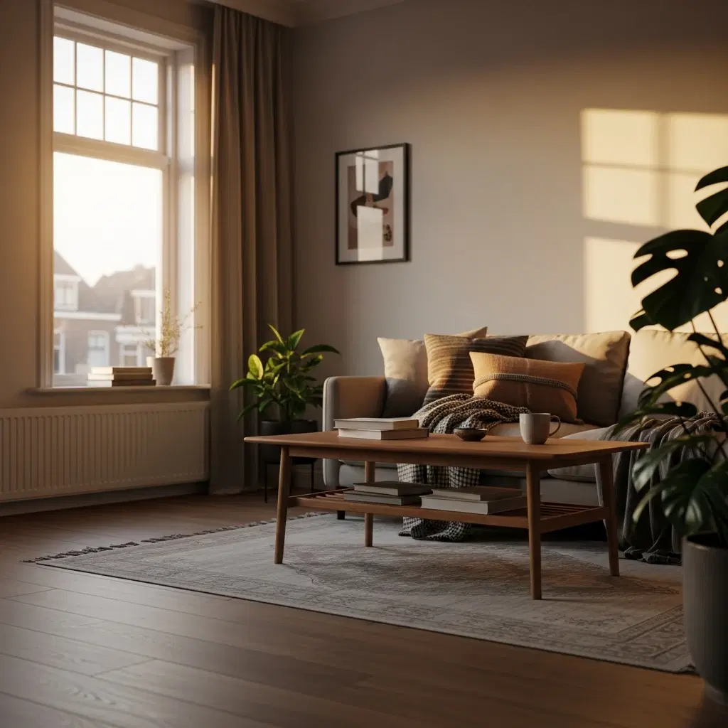 Lichte woonkamer van een huurappartement passend bij vrije sector huur utrecht